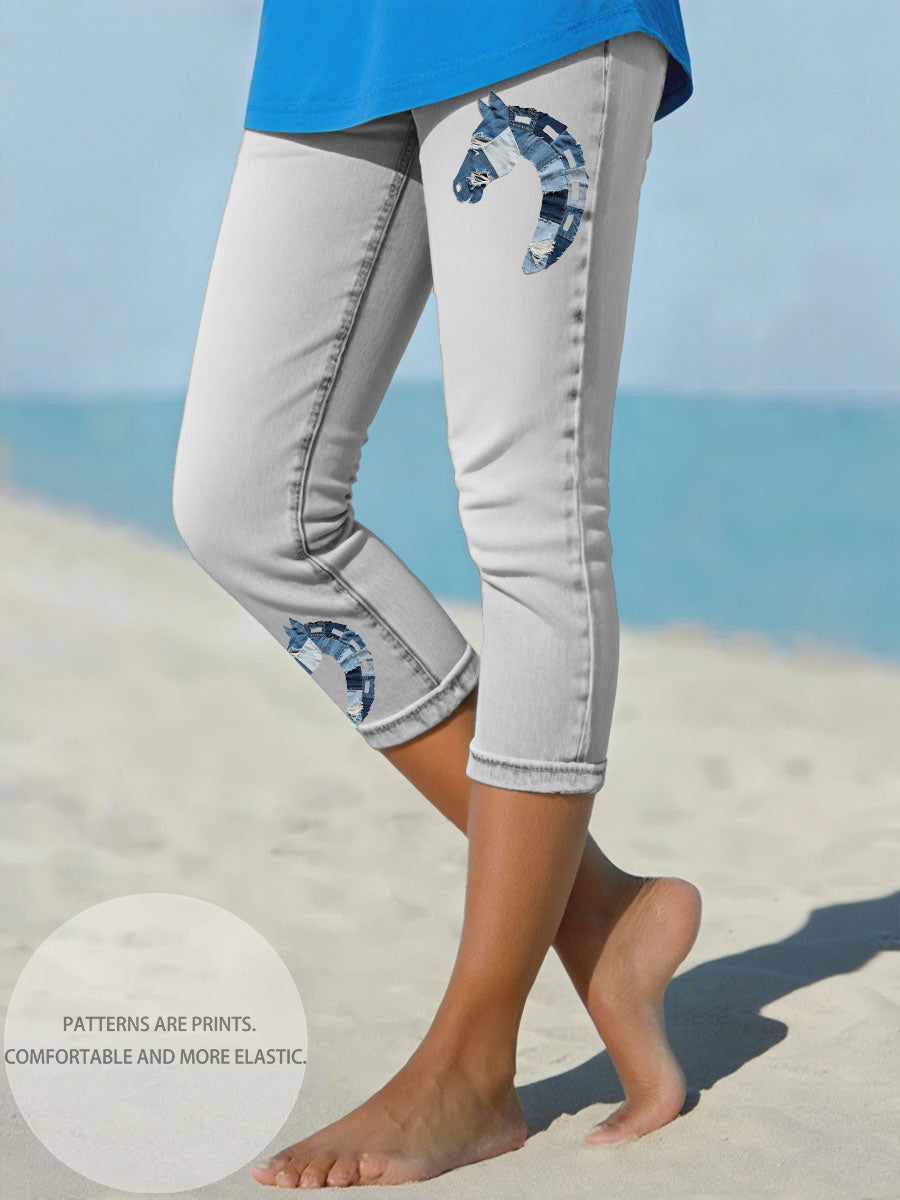 Women's Denim Horse cropped leggings
