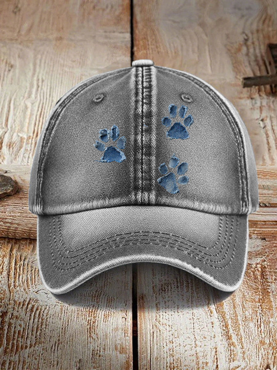 Unisex denim dog paw hats