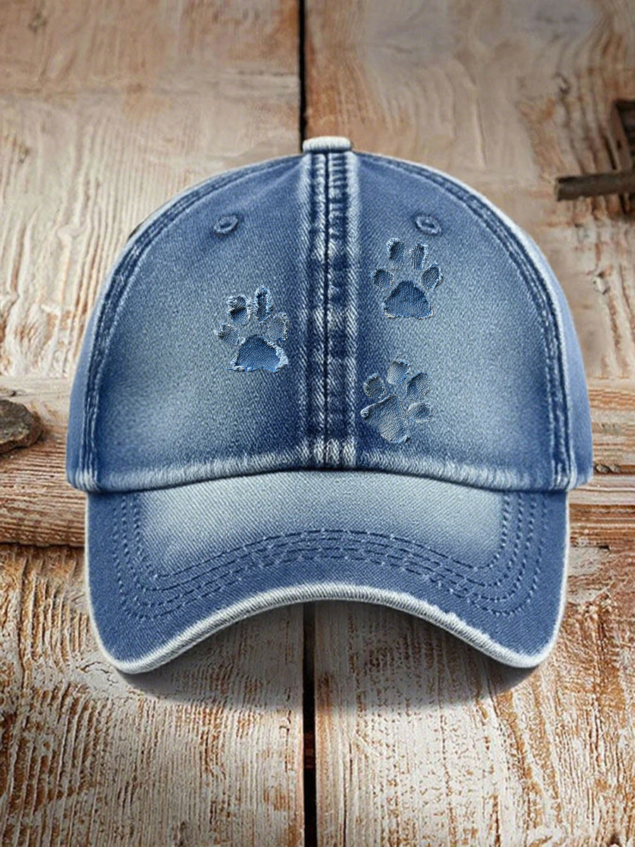 Unisex denim dog paw hats