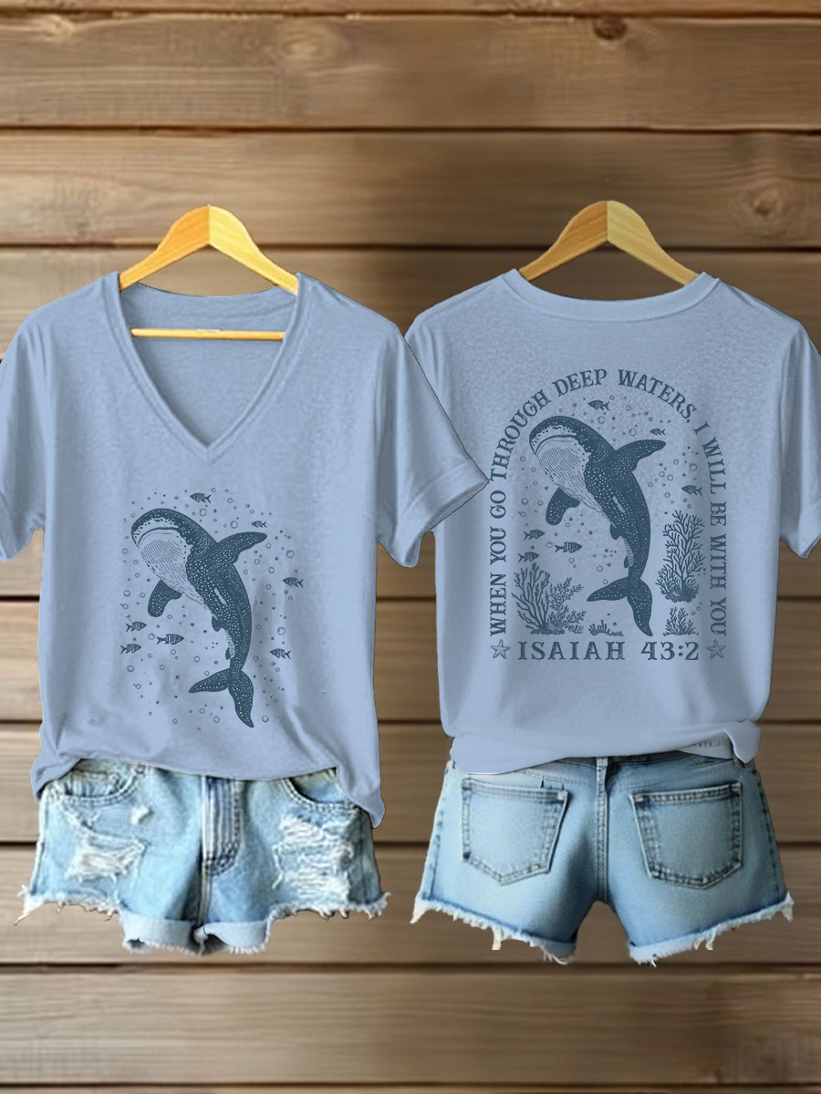 Women's When You Go Through Waters Printed Casual T-Shirt