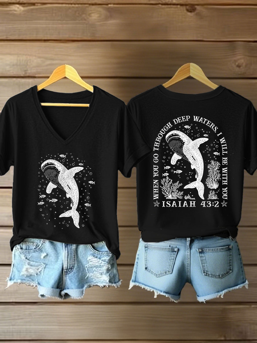 Women's When You Go Through Waters Printed Casual T-Shirt