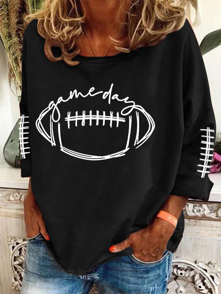 Women's Football Lovers Gameday Casual Long-Sleeve Top