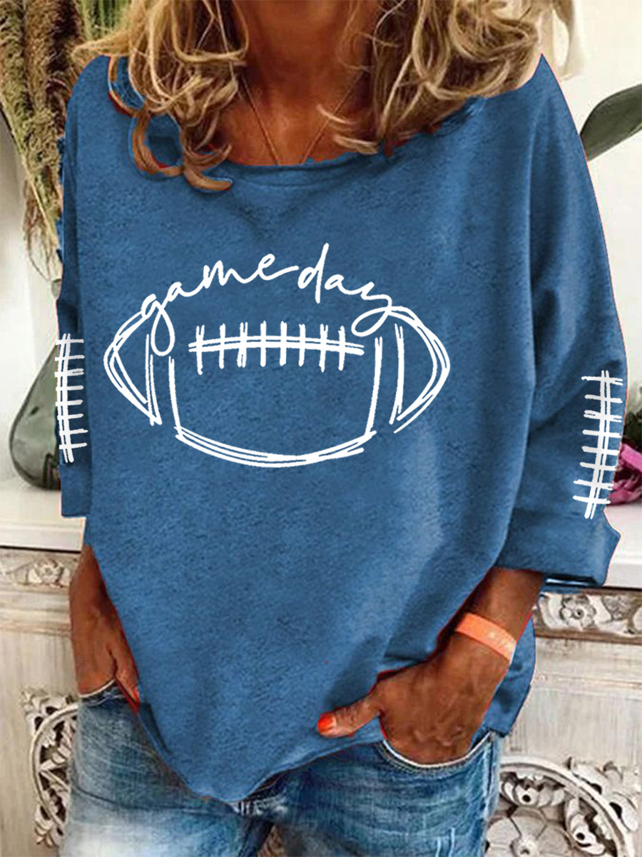 Women's Football Lovers Gameday Casual Long-Sleeve Top