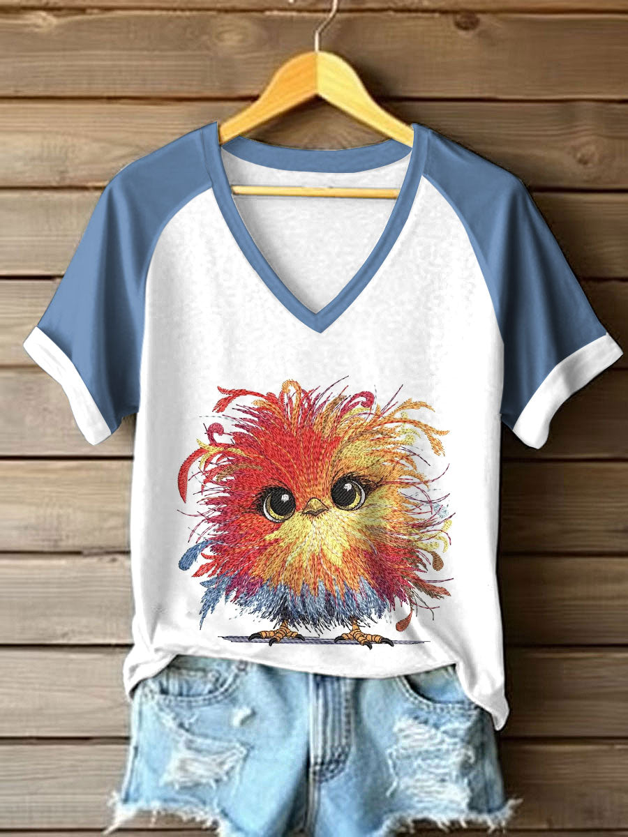 Women's Fun Chick Print V-Neck T-Shirts