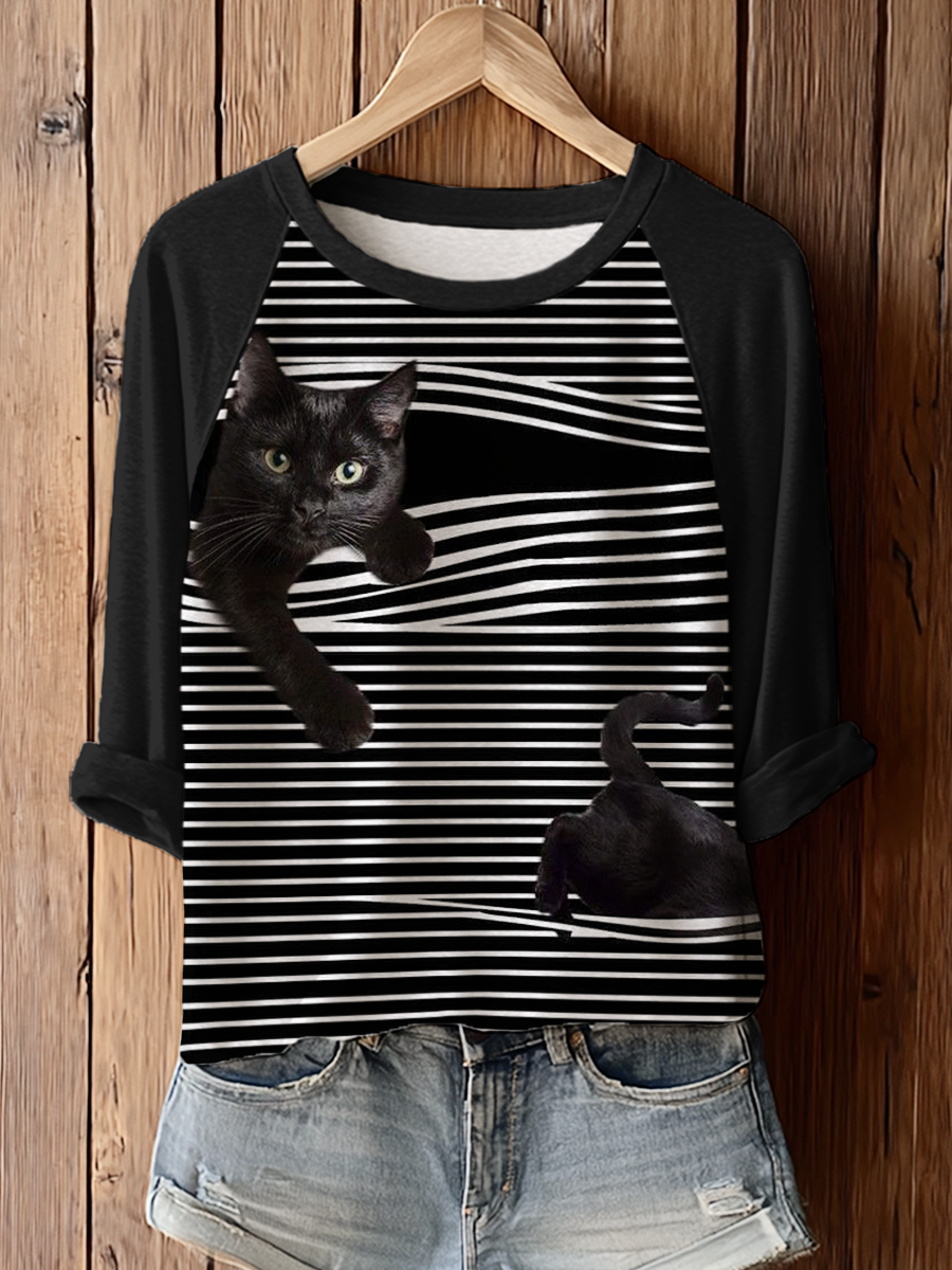 Women's Cat Art Print T-Shirt
