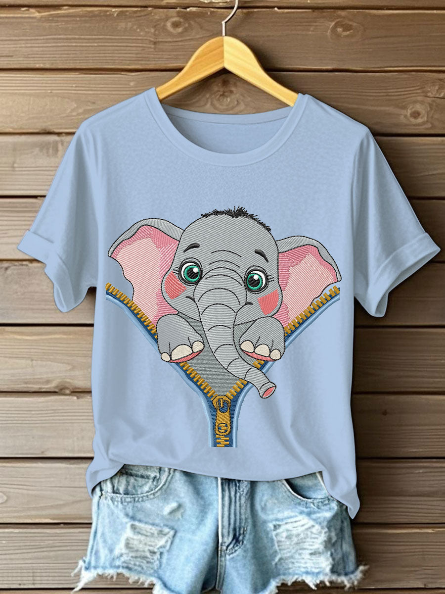 Women's zip up elephant casual t-shirts
