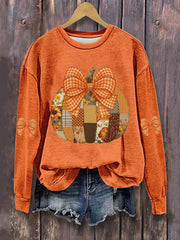 Women’s Pumpkin Art Print Casual Sweatshirt Orange / S