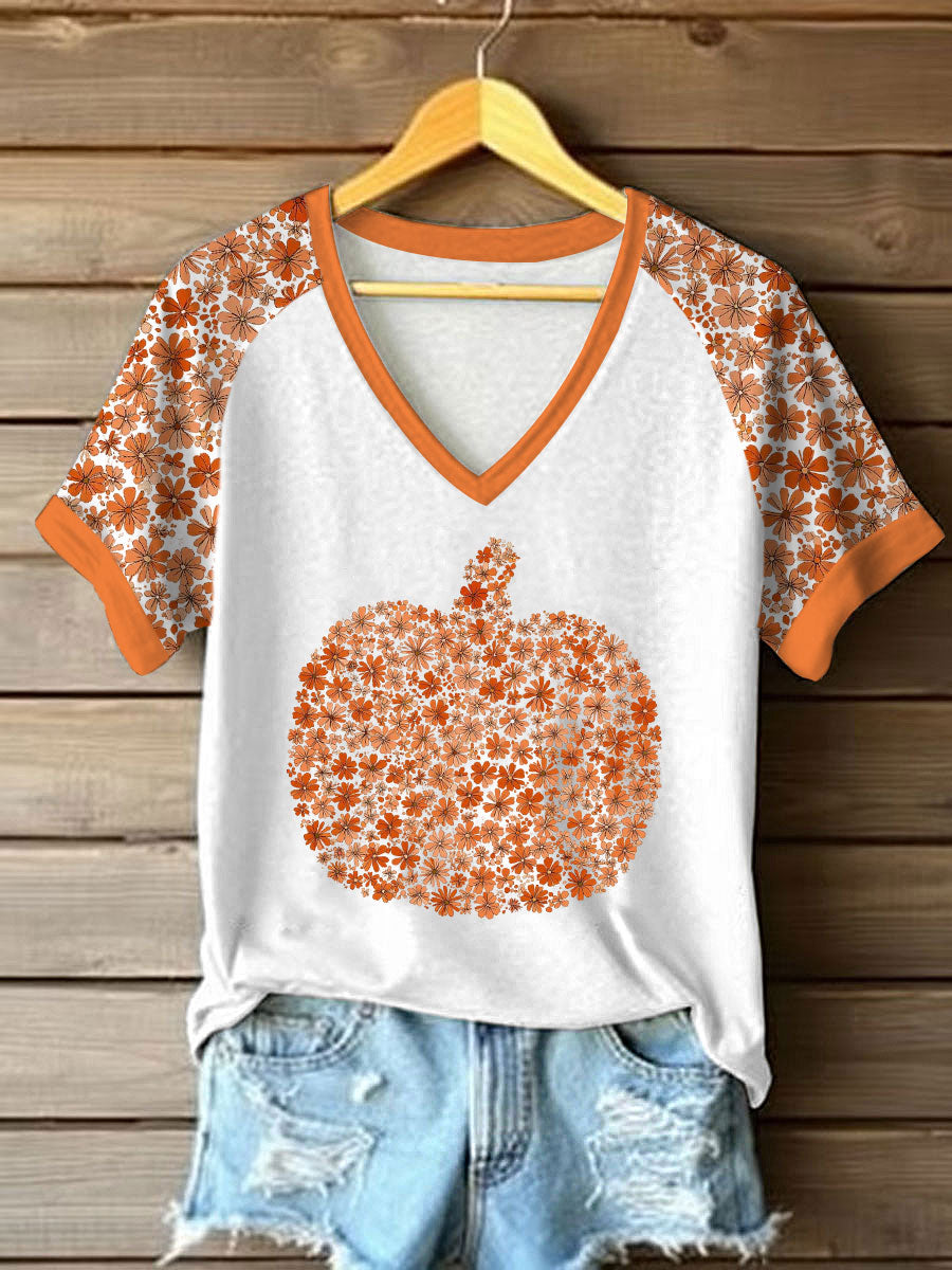 Women’s Pumpkin Art Print Casual Sweatshirt White / S