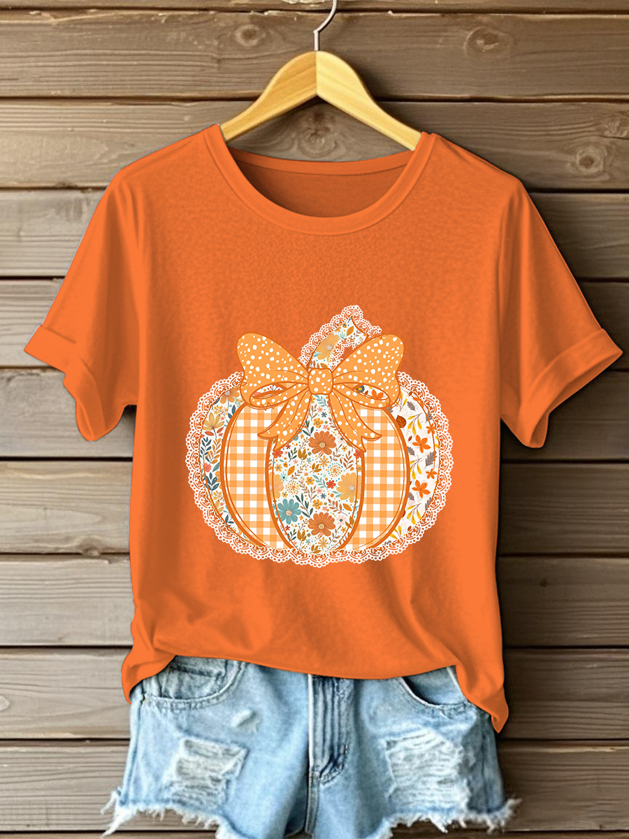 Women’s Pumpkin Art Print Casual Sweatshirt Orange / S