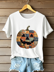 Women’s Pumpkin Art Print Casual Sweatshirt White / S