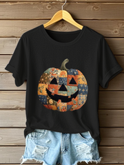 Women’s Pumpkin Art Print Casual Sweatshirt Black / S