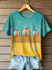 Women’s Autumn Festival ’Tis The Season Pumpkin Printed T-shirt Blue-Green / S
