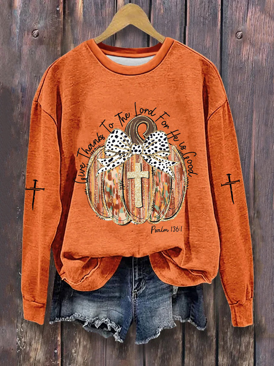 Women's Give Thanks To The Lord Printed Casual Sweatshirt