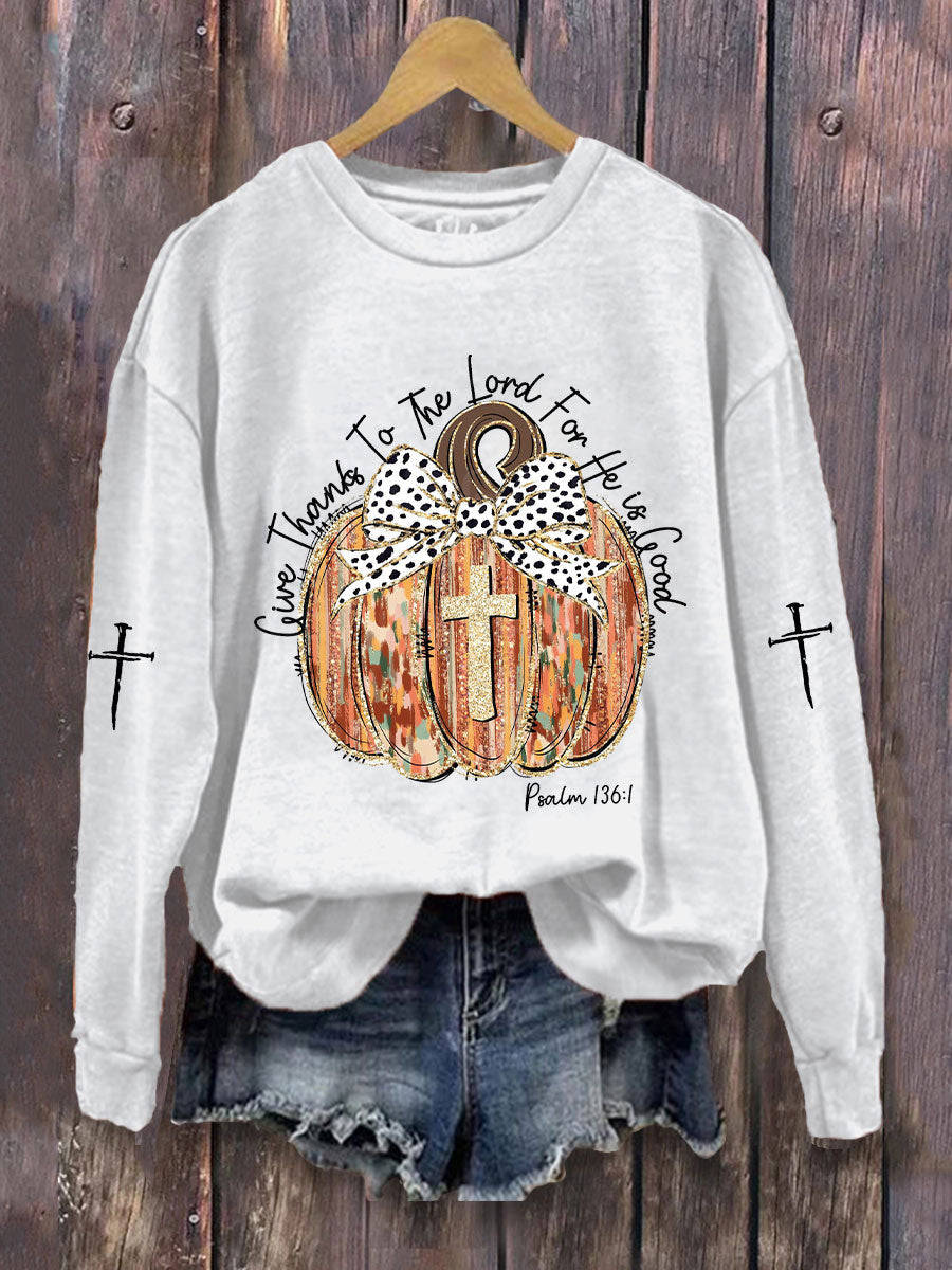 Women's Give Thanks To The Lord Printed Casual Sweatshirt