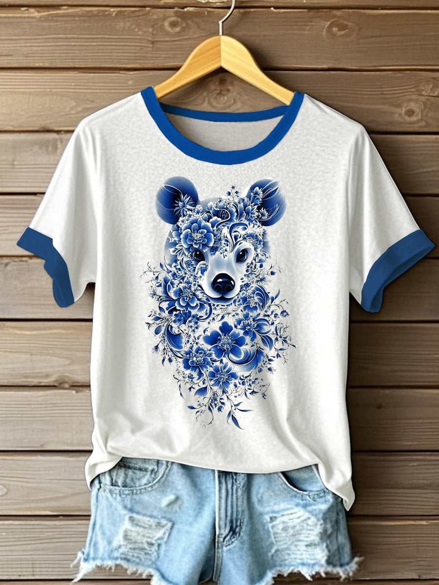 Women's Flowers Animal Printed T-shirt