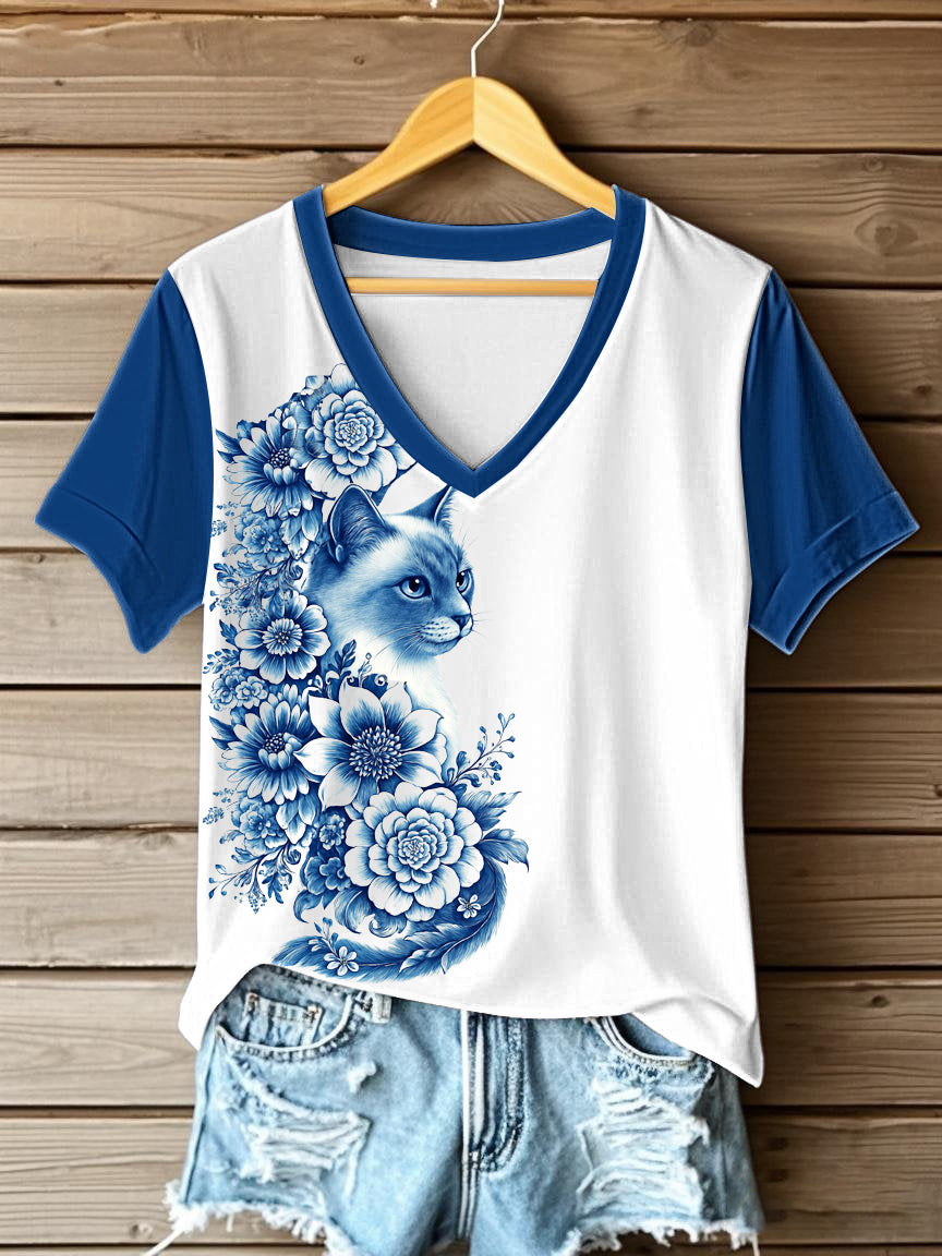 Women's Flowers Animal Printed T-shirt