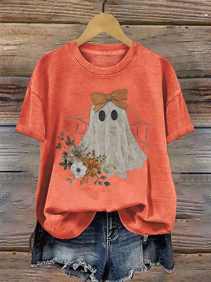 Women's Halloween Ghost Print Casual T-shirt