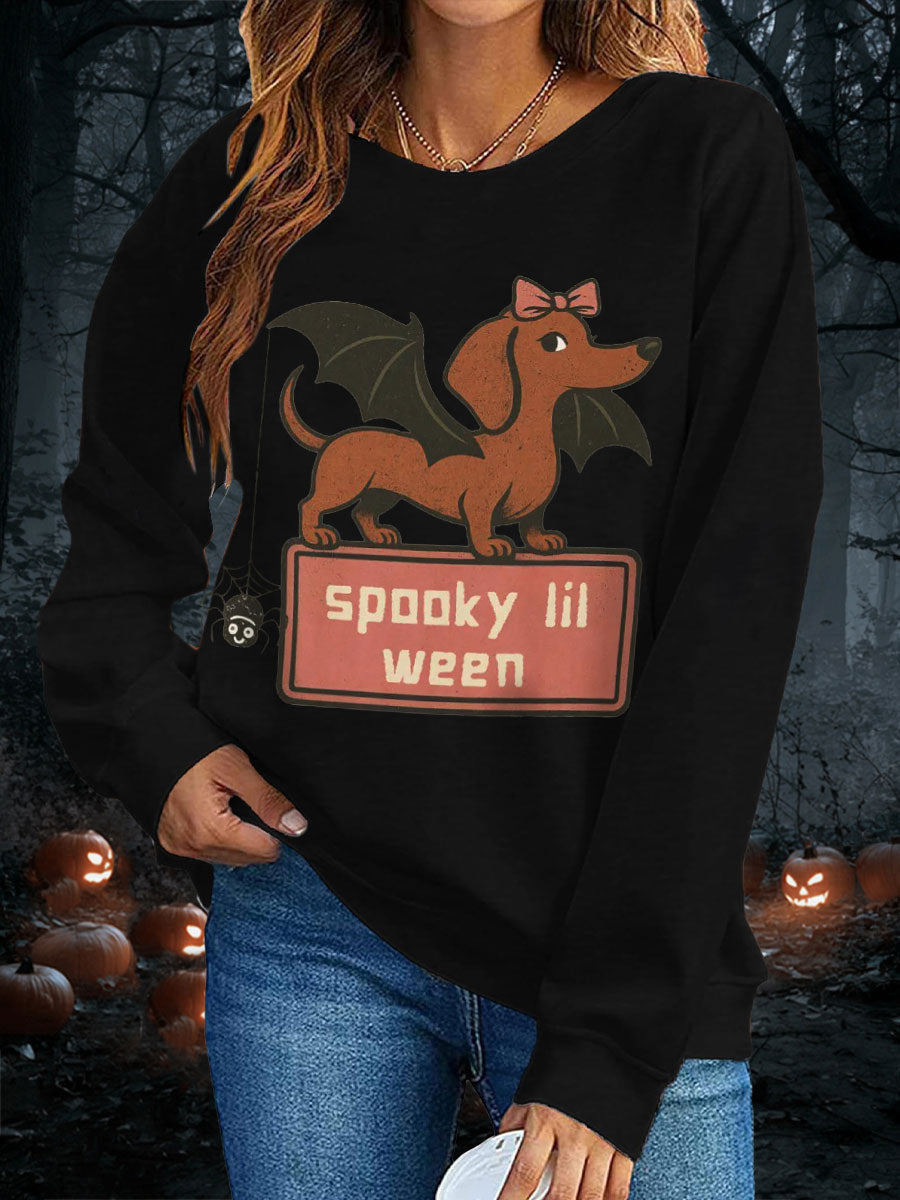 Women's Halloween Spooky Lil Ween Dachshund Sweatshirts
