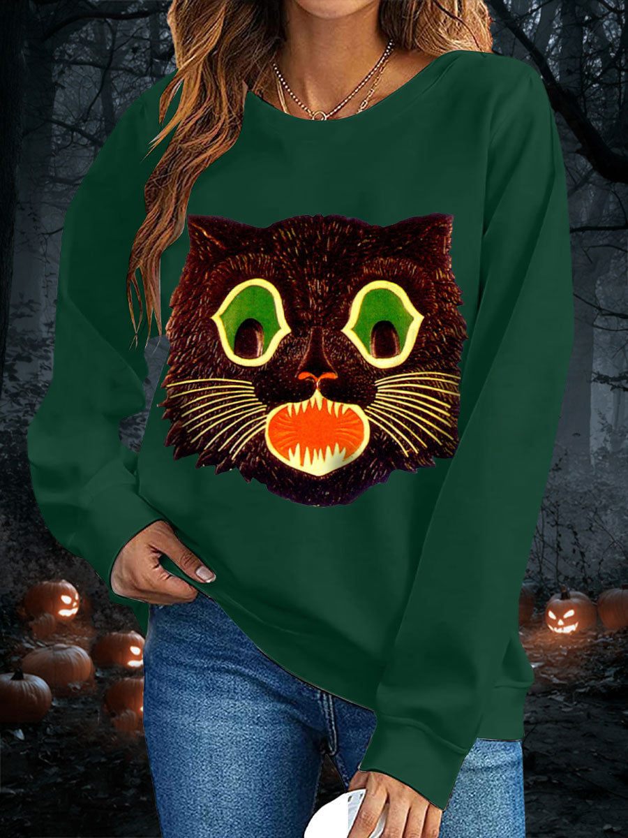 Women's Halloween Black Cat Sweatshirts