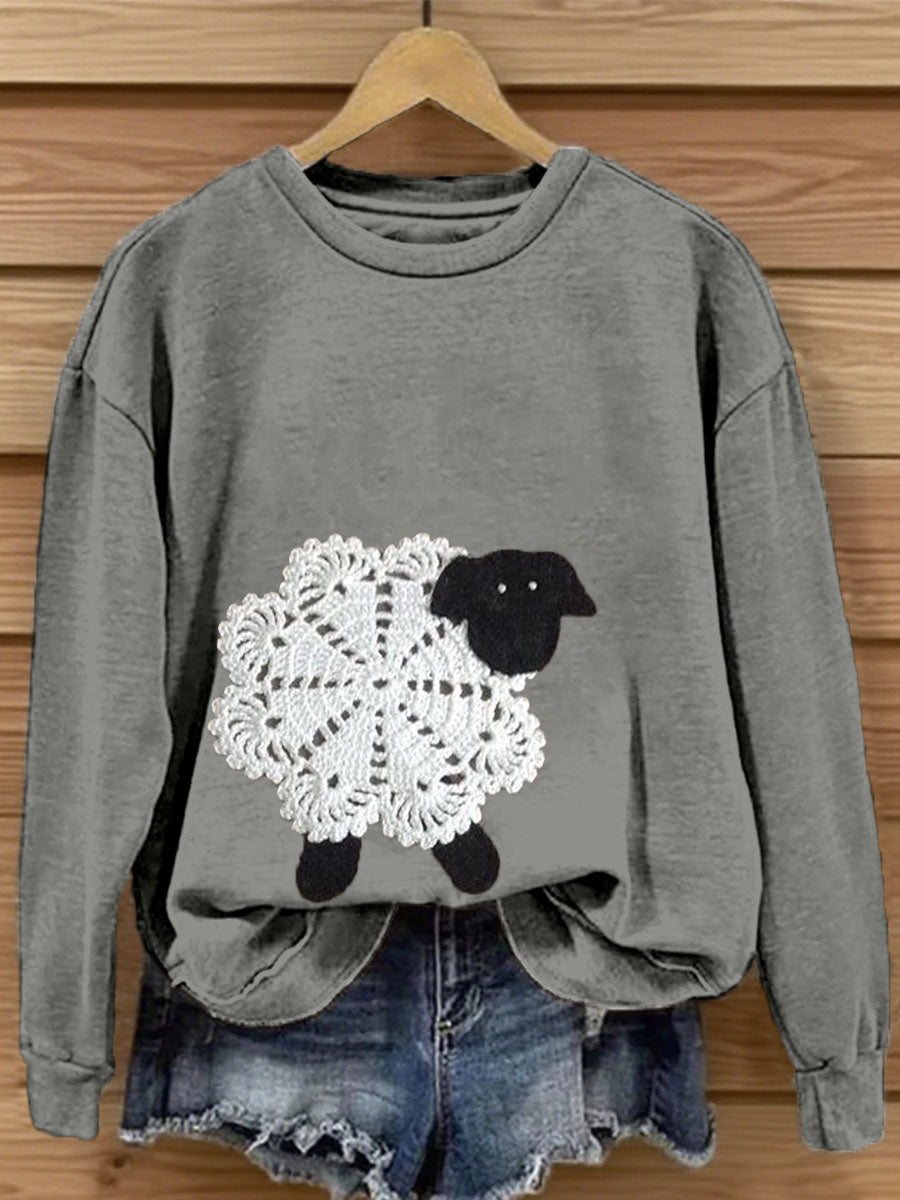 Women's Cute Sheep Patchwork Art Sweatshirt