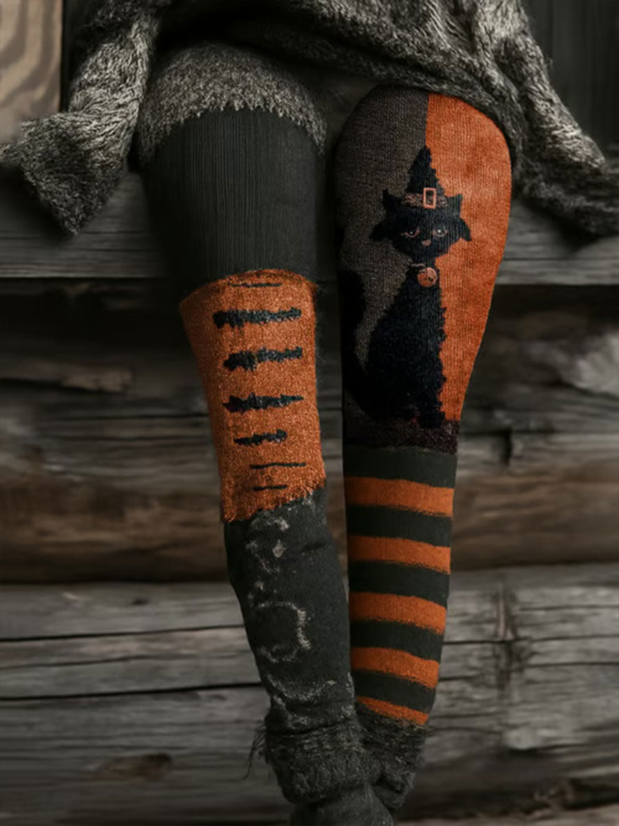 Women's Halloween Cat Print Casual Leggings