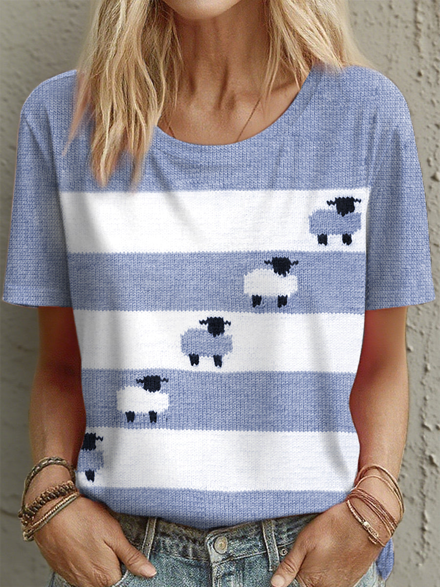 Women's Cute Sheep Pattern T-Shirt