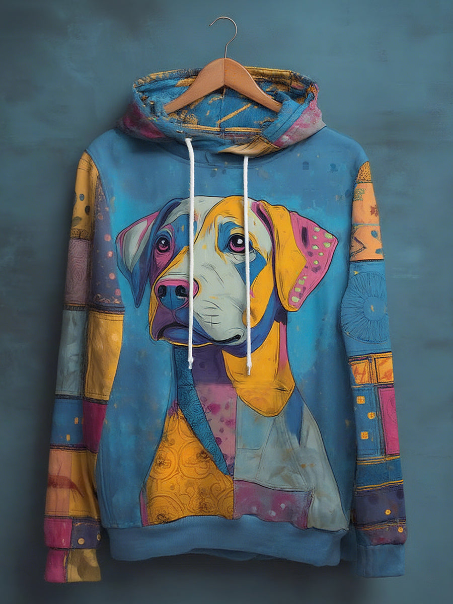 Men's Animal Dog Drop-Shoulder Hoodie (No Pockets)