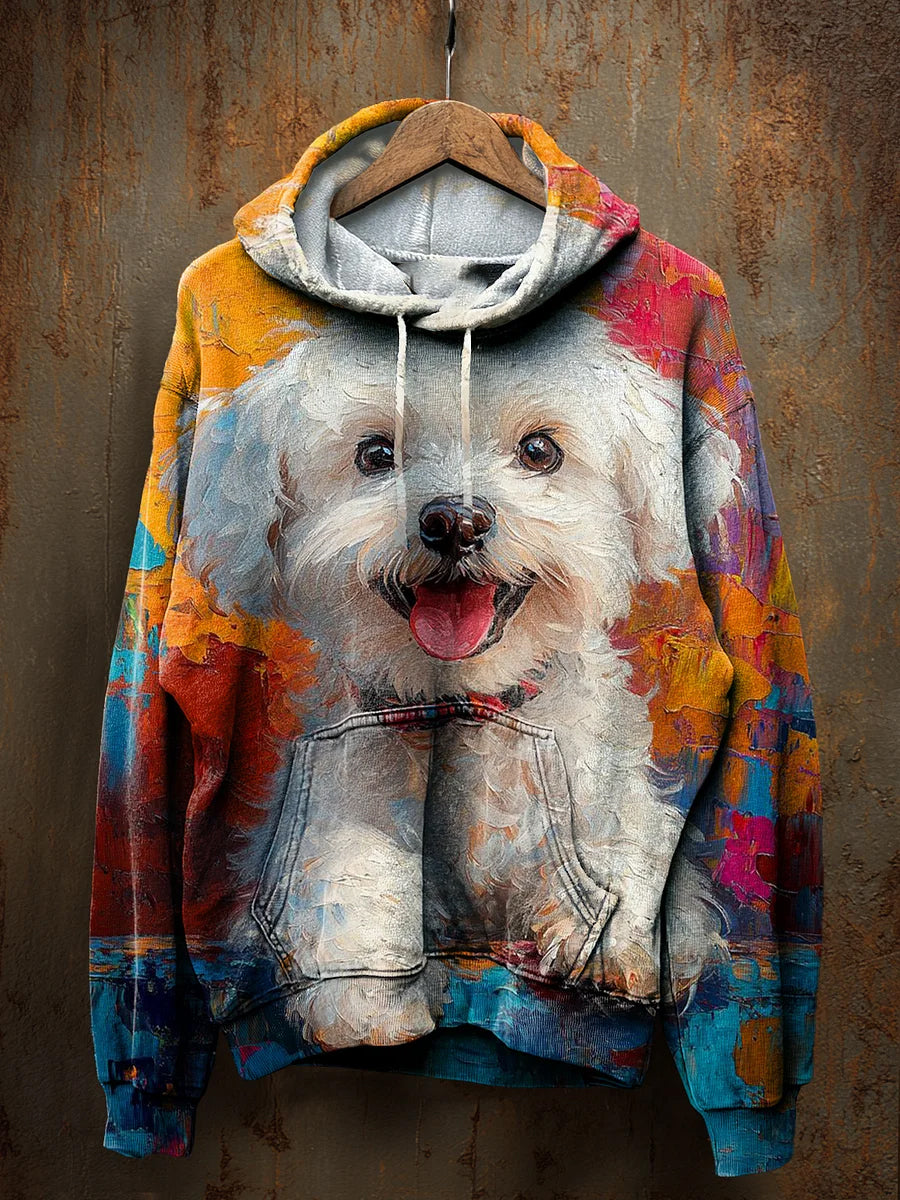 Unisex Vintage Cat Art Print Casual Hoodie