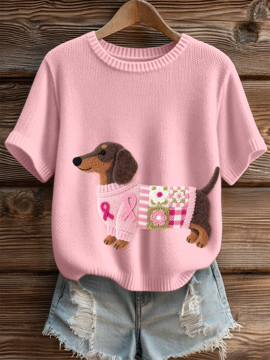 Women's Lovely Dachshund Pattern Felt Art Cozy print Topprinting Top
