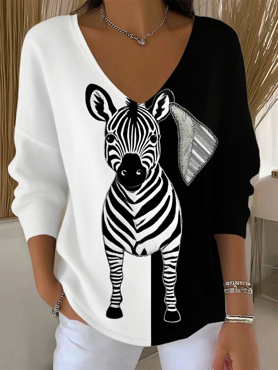 Women's Vintage Animal Print Cotton Top