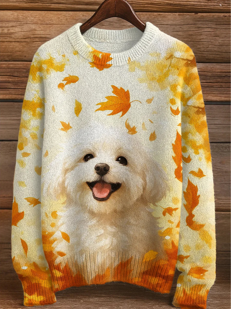 Vintage Abstract Animal Print Casual Sweater