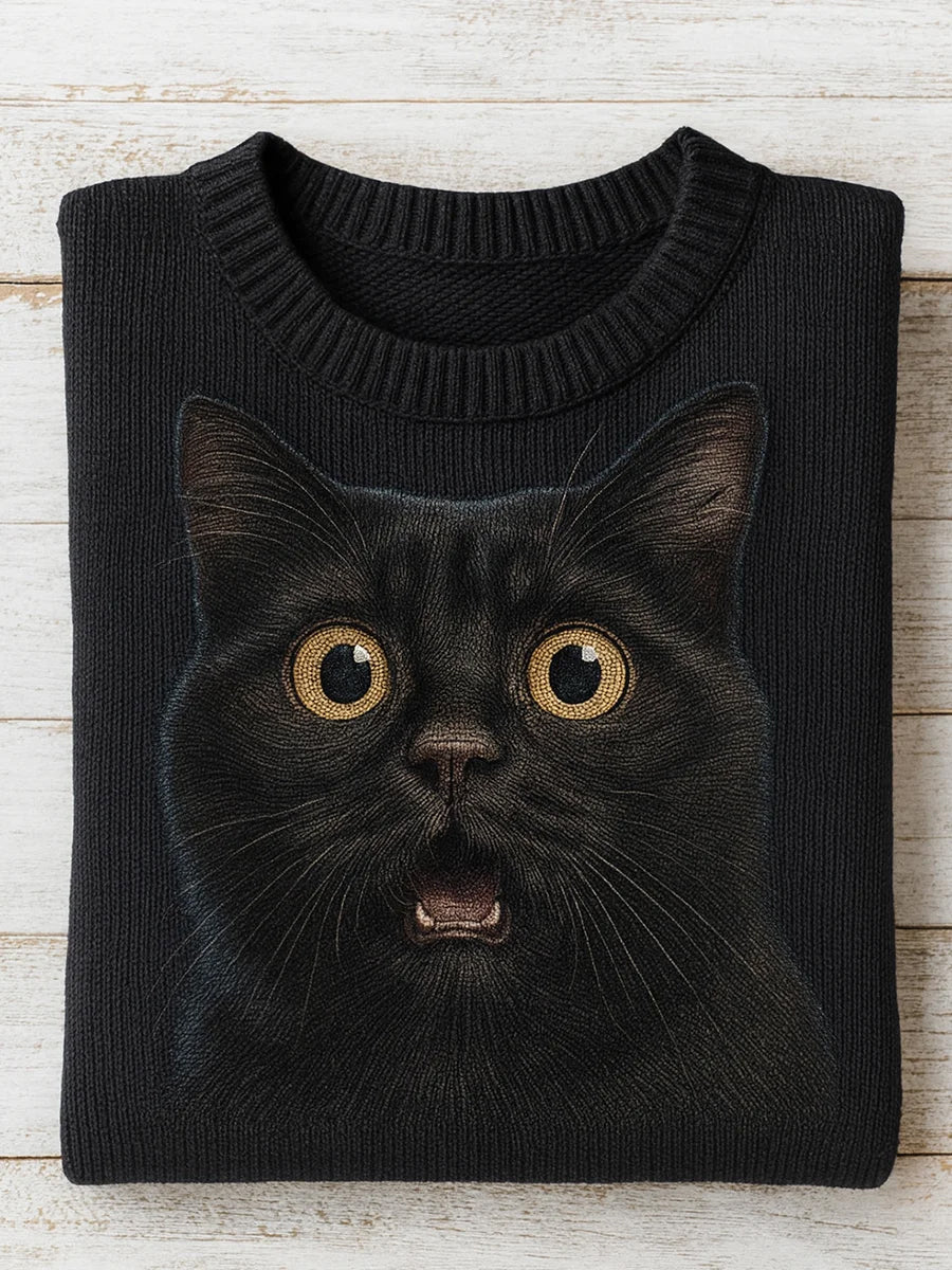 Vintage Abstract Animal Print Casual Sweater