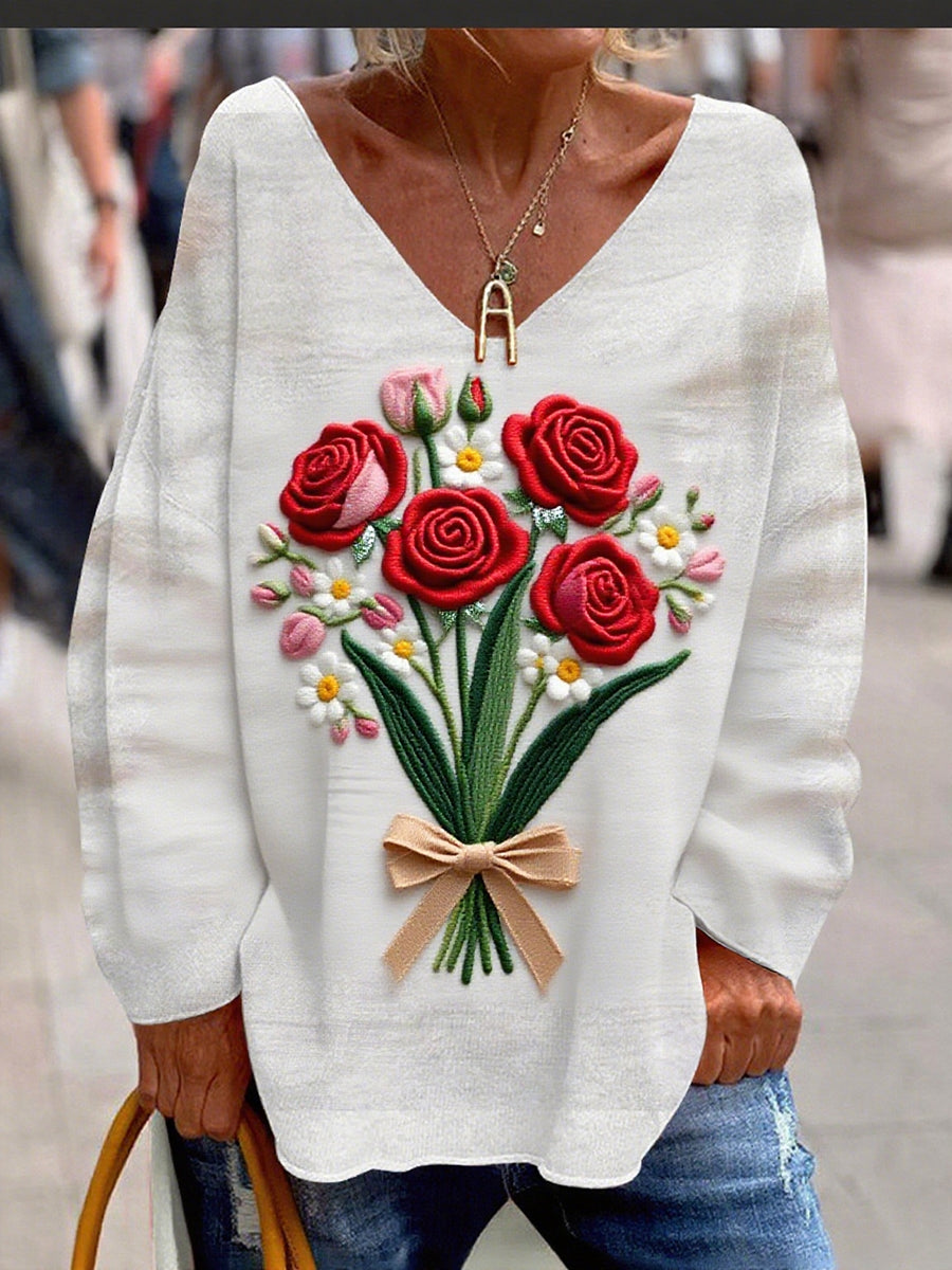 Women's Vintage Floral Print Comfortable Casual Top