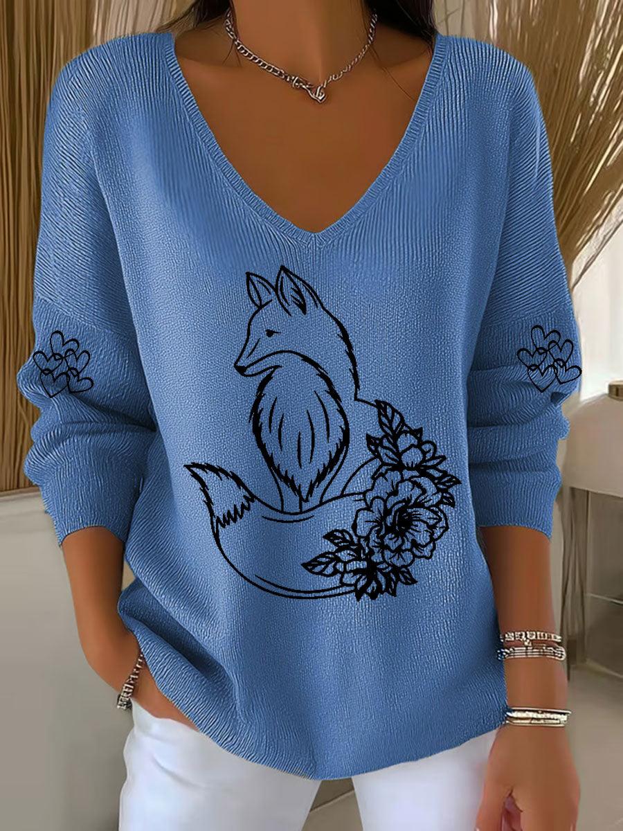 Women's Fox Print Casual Top