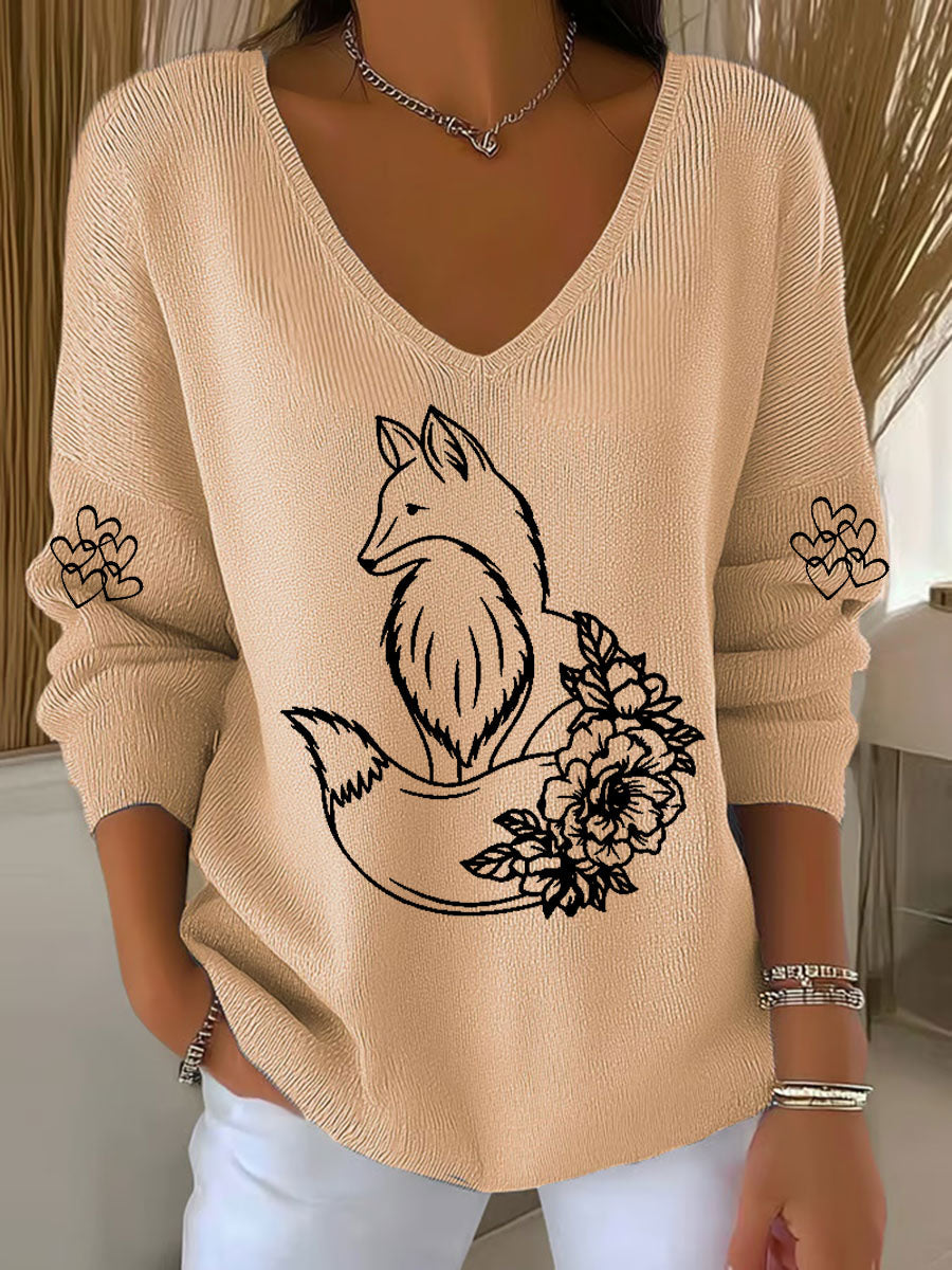 Women's Fox Print Casual Top