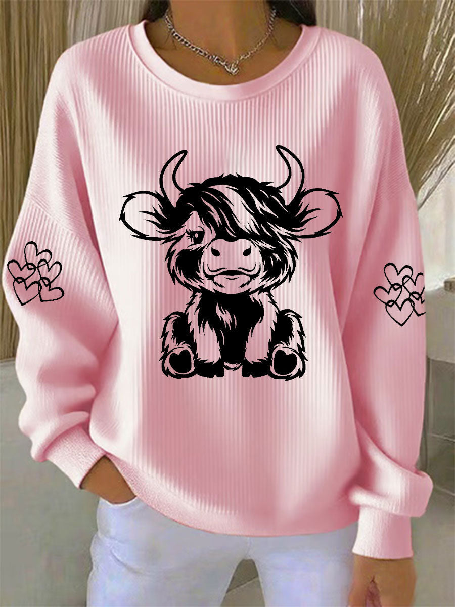 Women's Highland Cow Print Casual Sweatshirt