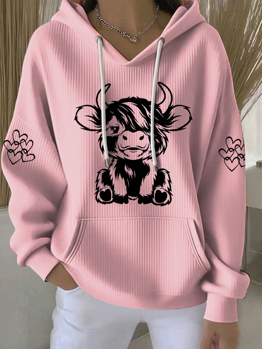 Women's Highland Cow Print Casual Hoodie