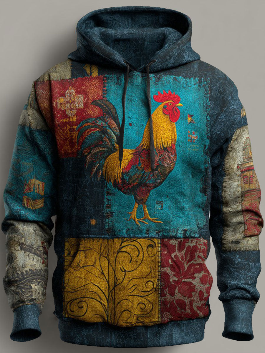 Vintage Thanksgiving Turkey Print Casual Hoodie