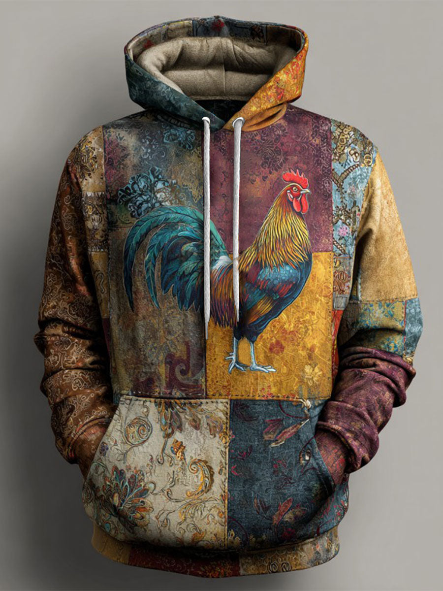 Vintage Thanksgiving Turkey Print Casual Hoodie