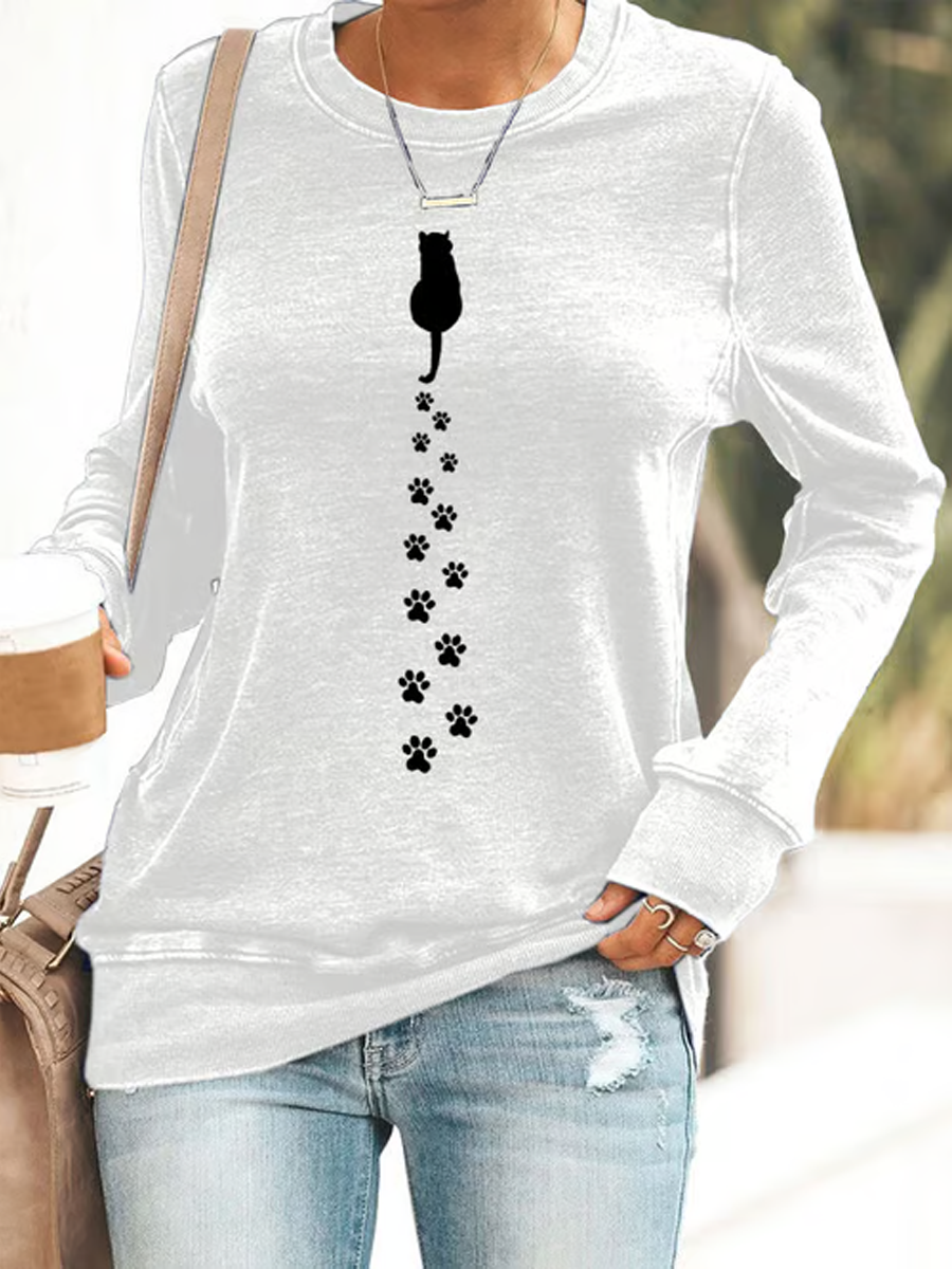 Women's Cat Printed fitted sweatshirt