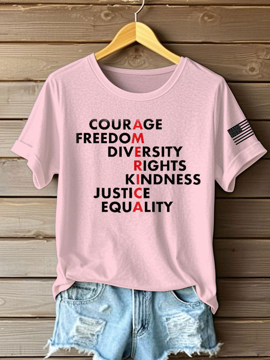 Women's Freedom Printed Iron On Short Sleeve T-Shirt