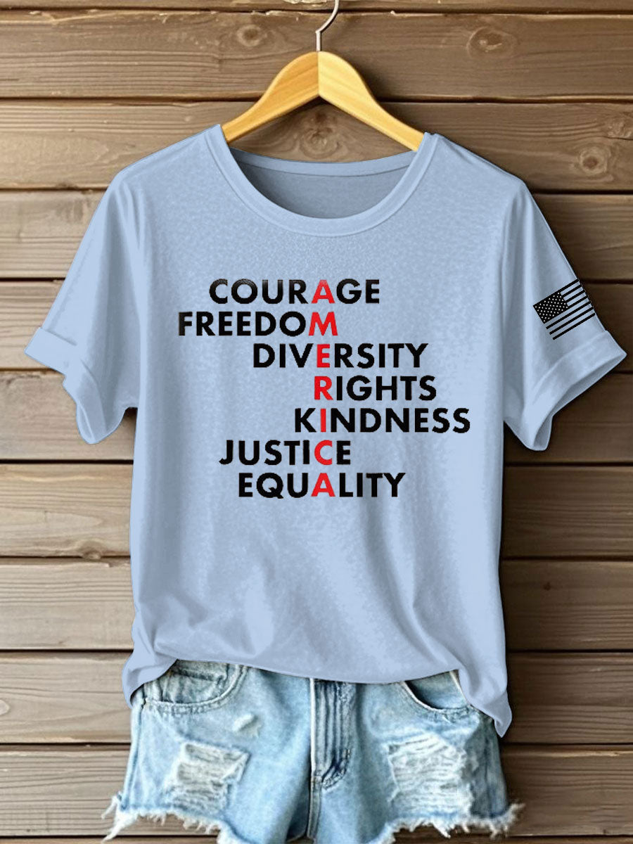Women's Freedom Printed Iron On Short Sleeve T-Shirt