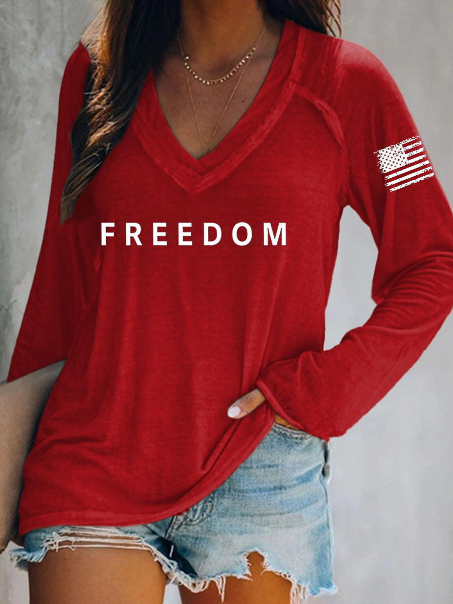 Women's Freedom Is Not Free R.I.P Charlie Kirk V-Neck T-Shirt