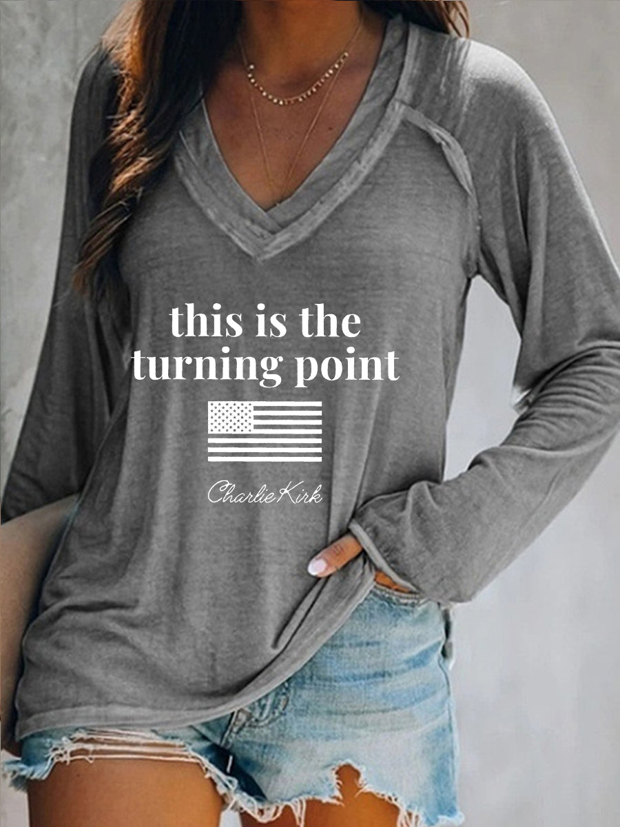 Women's patriotic long sleeve t-shirt