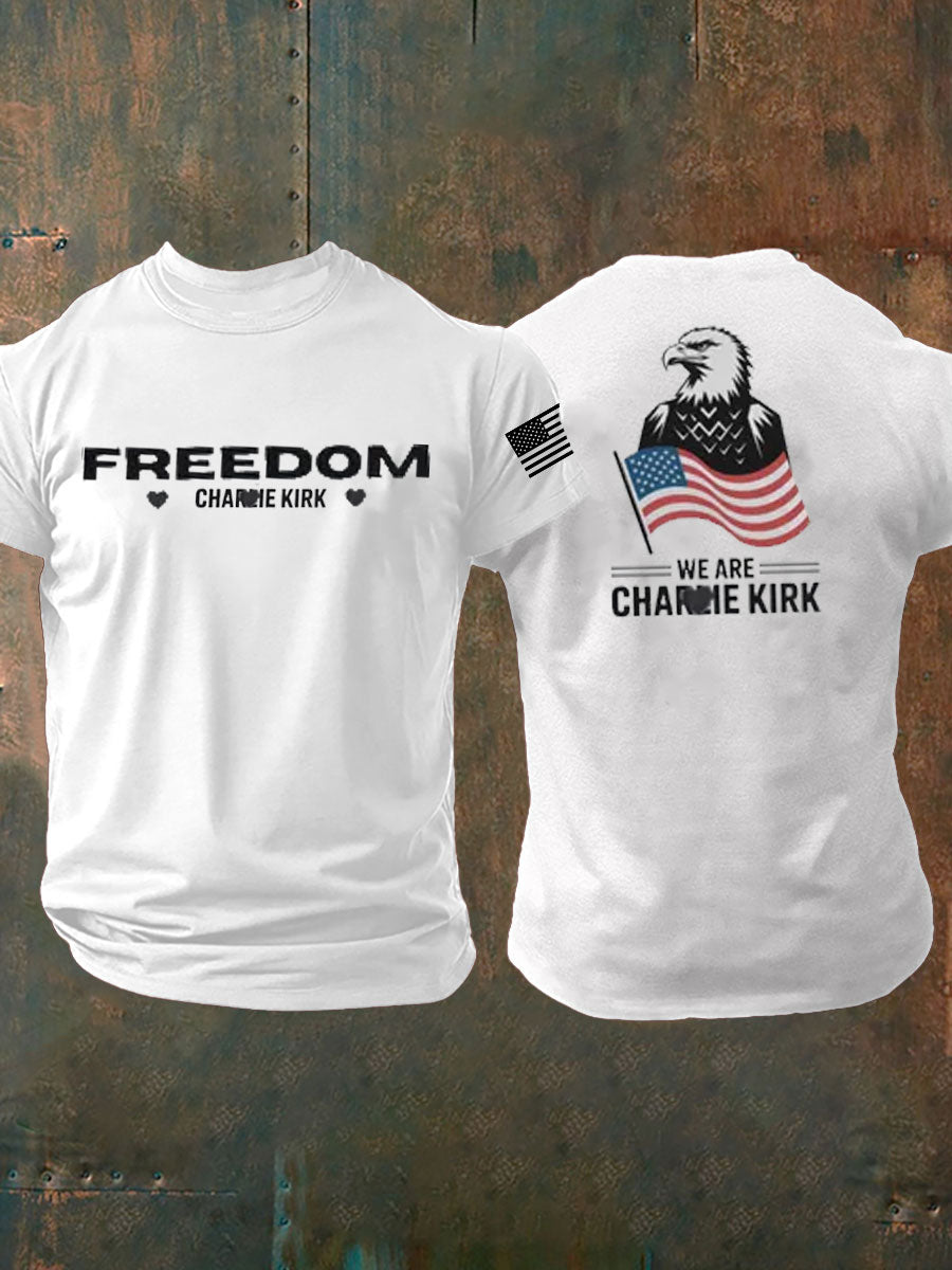 Men's Charlie Kirk Freedom imitation cotton short-sleeved T-shirt