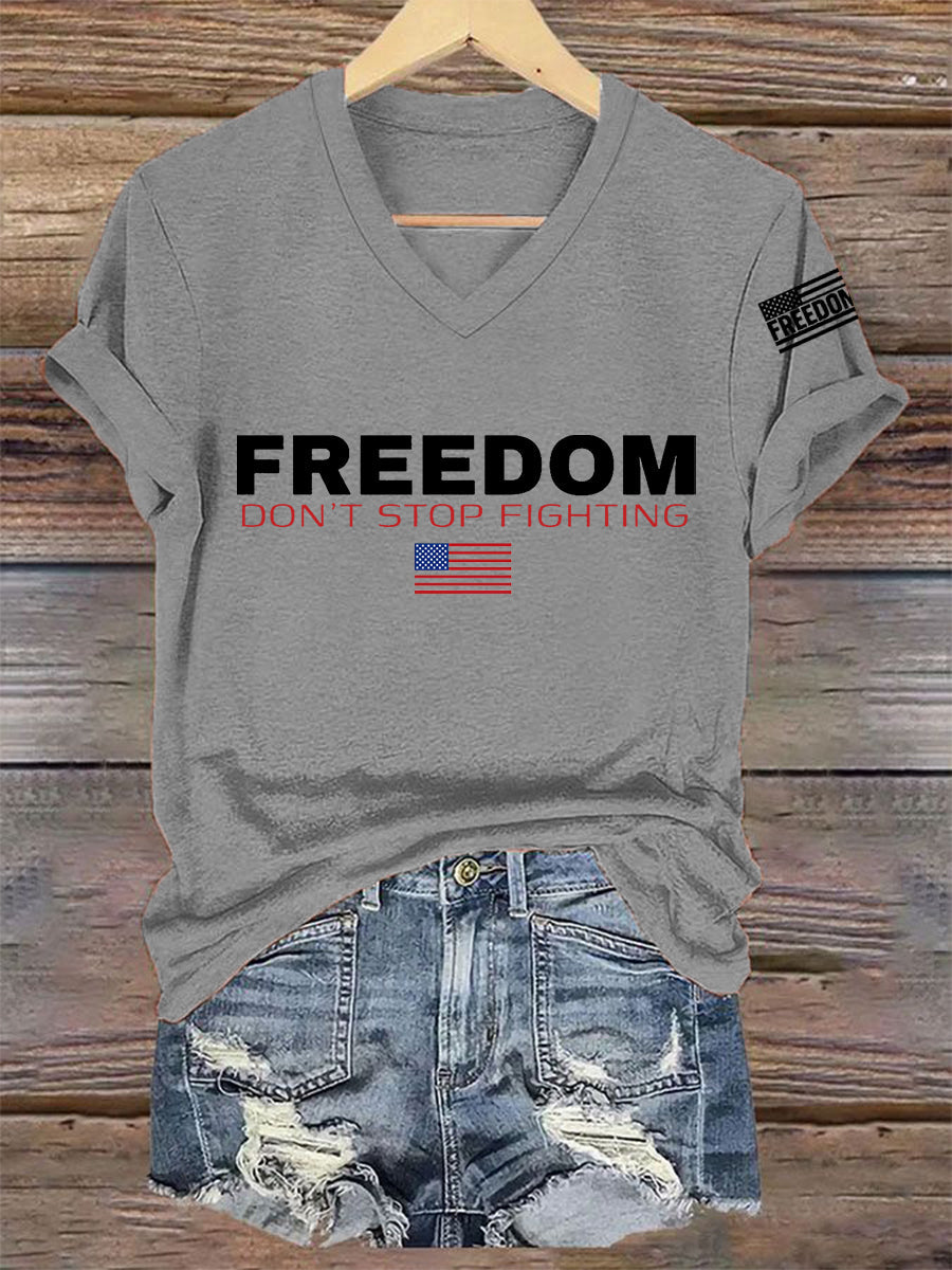 Women's Freedom Don't s Top Fighting R.I.P Charlie Kirk V-Neck Tee
