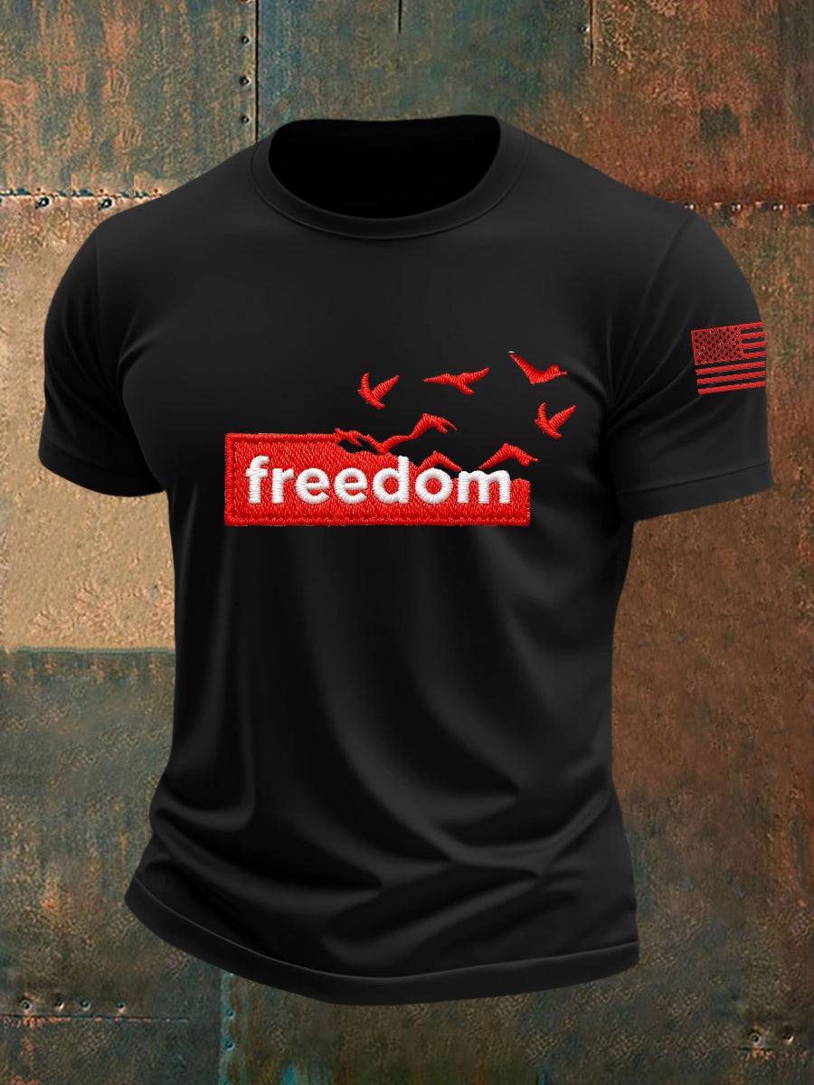 Men's Freedom Liberty Flag Short-sleeved T-shirt