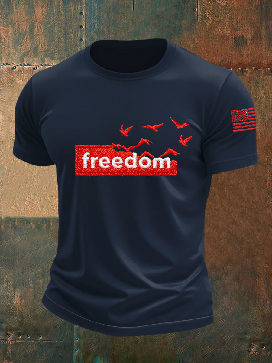 Men's Freedom Liberty Flag Short-sleeved T-shirt
