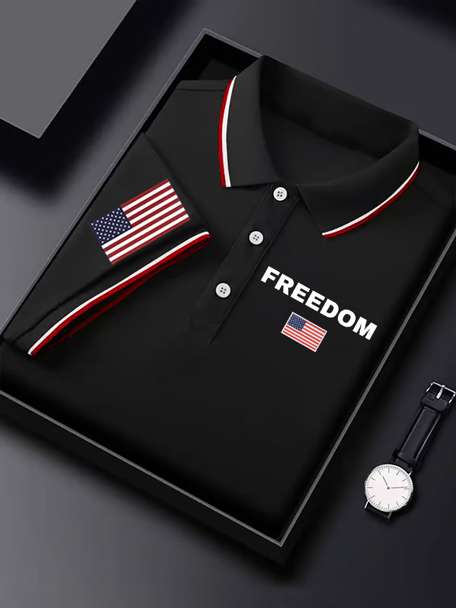 Men's Vintage "Charlie Kirk" American Turning Point Commemorative Print Polo Shirt
