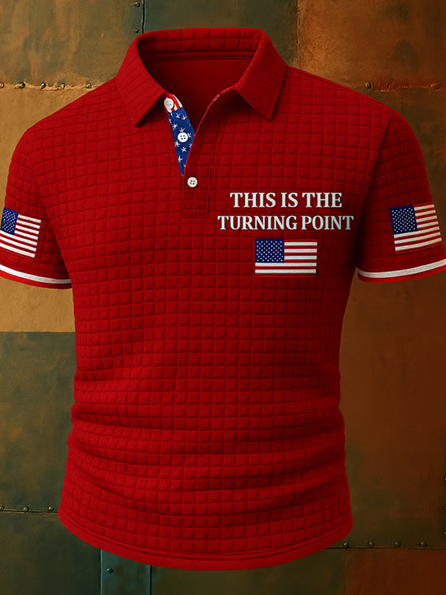 Men's Vintage "Charlie Kirk" American Turning Point Commemorative Print Polo Shirt